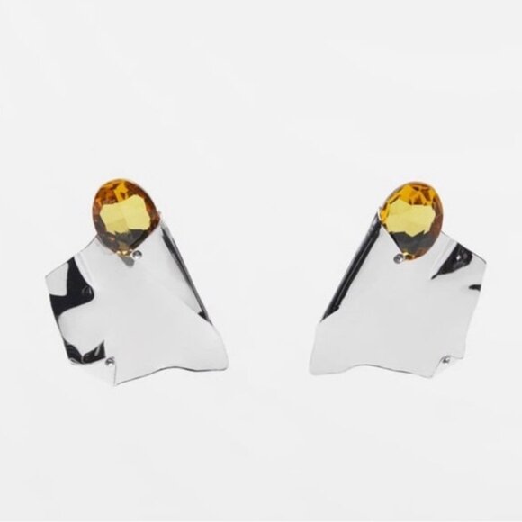IRREGULAR RESIN EARRINGS - Silver | ZARA LAST ONE!! NWT 🔥✨🔥🔥 - Picture 1 of 8